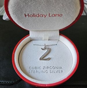 Cubic Zirconia Sterling Silver Initial Z Necklace